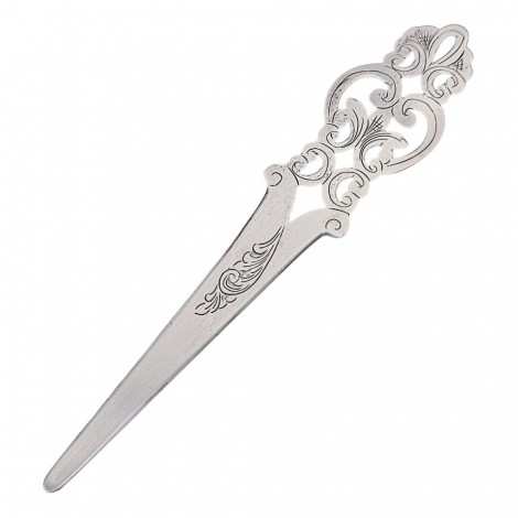 Coupe-papier din argint masiv de perioadă Belle Epoque decorat prin ajurare și gravare manuală | cca. 1900
