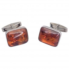 Butoni mid-century din argint decorați cu anturaje de chihlimbar natural |  | atelier Fischlandschmuck - Ribnitz | cca. 1960