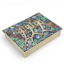 Veche casetă mexicană pentru bijuterii și țigarete | metalopastie atribuită atelierului Los Castillo cca.1950