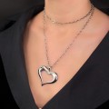 Colier sautoir accesorizat cu pandant Valentines din argint amplu volumizat 