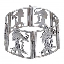 Brățară manchette Egyptian Revival din argint masiv | cca. 1950 - 1960