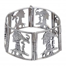 Brățară manchette Egyptian Revival din argint masiv | cca. 1950 - 1960