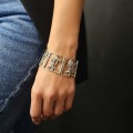 Brățară manchette Egyptian Revival din argint masiv | cca. 1950 - 1960