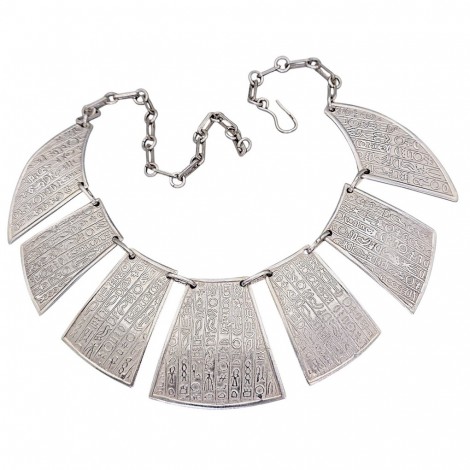 Colier statement Egyptian Revival din argint masiv | atelier egiptean | cca. 1960 - 1970