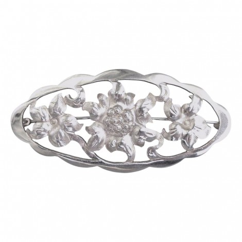 Broșă antique bavareză manufacturată în argint | Flori de colț | Germania cca.1920