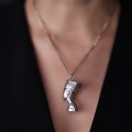 Colier din argint accesorizat cu pandant statement Egyptian Revival - Nefertiti | cca. 1970