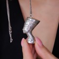 Colier din argint accesorizat cu pandant statement Egyptian Revival - Nefertiti | cca. 1970