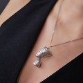 Colier din argint accesorizat cu pandant statement Egyptian Revival - Nefertiti | cca. 1970