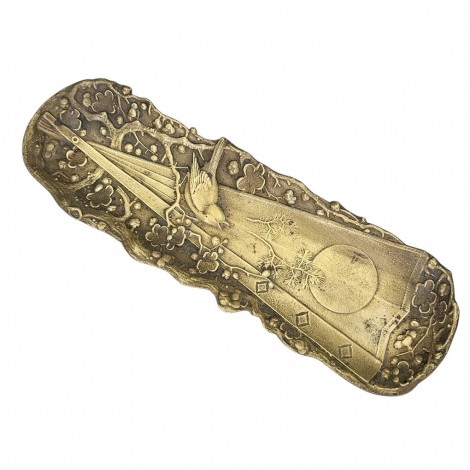 Tăviță japoneză de birou din bronz sentoku pentru instrumente de scris și pensulă de caligrafie | perioada Meiji | cca. 1890 - 1910