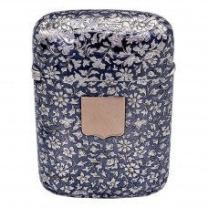 Tabacheră victoriană "vesta case " manufacturată în argint decorată integral prin gravare manuală și încrustații niello | Franța cca. 1880