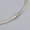 Elegant colier choker mesh din argint texturat și aurit | new old stock cca. 1980 - 1990