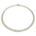 Elegant colier choker mesh din argint texturat și aurit | new old stock cca. 1980 - 1990