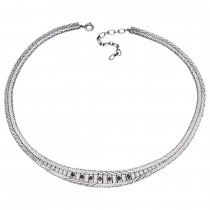 Colier vintage în manieră Art Deco din argint rodinat decorat cu safire naturale | Germania cca.1960