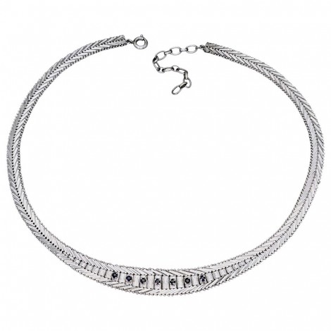 Colier vintage în manieră Art Deco din argint rodinat decorat cu safire naturale | Germania cca.1960