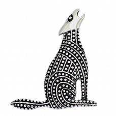 Broșă modernistă amerindiană Coyote din argint sterling | atelier Shube's - Statele Unite cca.1990