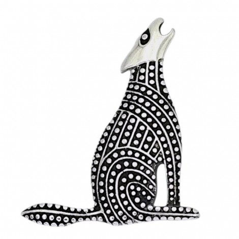 Broșă modernistă amerindiană Coyote din argint sterling | atelier Shube's - Statele Unite cca.1990