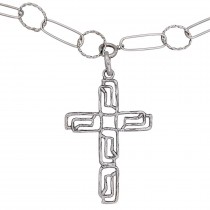 Remarcabil colier sautoir modernist din argint cu pandant Cruce statement de perioadă mid-century | cca. 1960