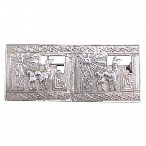 Broșă vintage peruviană „Spiritul Lamei” din argint  | Peru cca. 1970