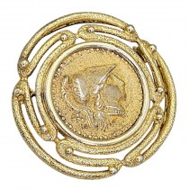 Veche broșă Archaeological Revival din argint aurit decorată cu efigia zeiței greco - romane Pallas Atena / Minerva | cca. 1930