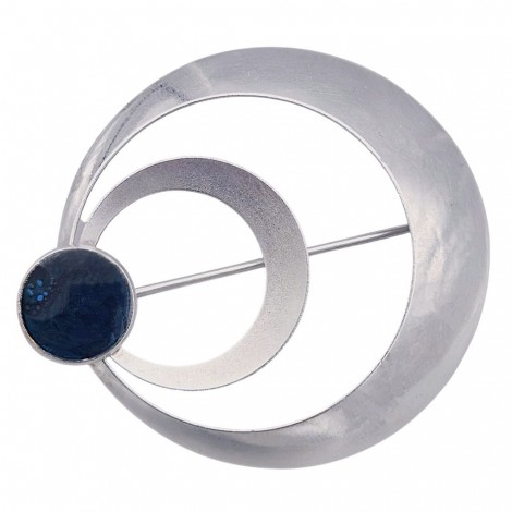 Broșă statement mid-century Space Age din argint și sticlă fuzionată | atelier Uno-A-Erre | cca. 1960