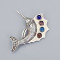 Inedită broșă statement „Sailfish” din argint sterling | Statele Unite cca. 1990