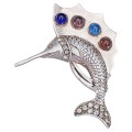 Inedită broșă statement „Sailfish” din argint sterling | Statele Unite cca. 1990