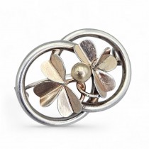 Delicată broșă antique de perioadă victoriană din argint cu accente "gold filled " | Marea Britanie cca. 1850 - 1870