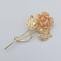 Broșă vintage " Trandafir " din argint filigranat & placat cu aur rosè | atelier genovez | new old stock cca. 1970