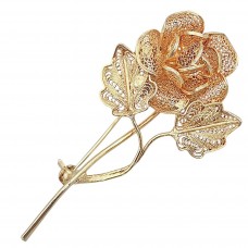 Broșă vintage " Trandafir " din argint filigranat & placat cu aur rosè | atelier genovez | new old stock cca. 1970