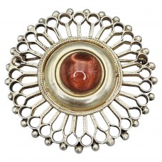 Broșă statement Sun Burst din argint aurit și art glass | cca. 1980 