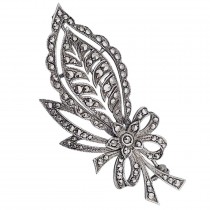 Broșă Art Deco din argint minuțios decorată cu incrustații de marcasite | cca. 1940