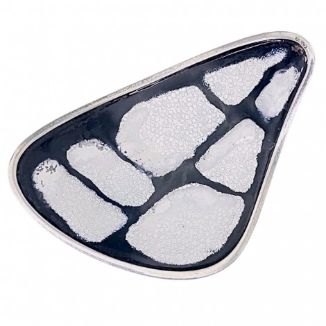 Remarcabilă broșă statement mid-century din argint și email vitrat | atelier Kordes & Lichtenfels | Germania cca.1960