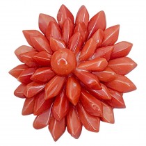 Broșă antique Art Deco din argint și coral natural de Sardinia | cca. 1930 - 1940
