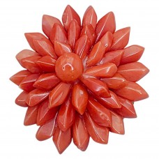 Broșă antique Art Deco din argint și coral natural de Sardinia | cca. 1930 - 1940