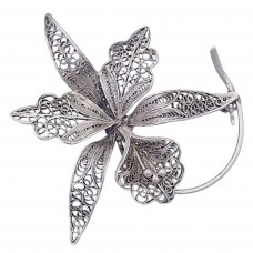 Remarcabilă broșă antique “ Orhidee “ manufacturată în argint filigranat | cca. 1930