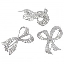 Lot format din 3 rafinate broșe antique Art Deco din argint filigranat | cca. 1930