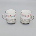 Garnitură tete a tete pentru cafea formată din 2 cești din argint și porțelan bavarez | cca. 1960
