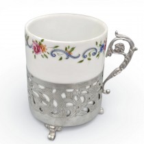 Ceașcă demitasse pentru servirea cafelei din argint & porțelan Doccia - atelier Richard Ginori | Italia