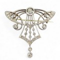 Broșă - pandant Art Nouveau devant-de-corsage din aur 14k și diamante naturale 0.56 ct montate în argint | Franța cca. 1900 - 1910