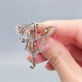 Broșă - pandant Art Nouveau devant-de-corsage din aur 14k și diamante naturale 0.56 ct montate în argint | Franța cca. 1900 - 1910