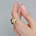 Inel vintage Art Deco Revival din aur 14K cu spinel Verneuil albastru-liliachiu | Germania cca. 1950–1960 