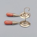 Cercei convertibili 2 în 1 de perioadă Belle Epoque din aur 12k și coral mediteranean natural | Italia cca.1880 - 1910