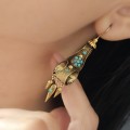 Cercei victorieni Etruscan Revival din aur 18 k și 14k cu turcoaze naturale | Marea Britanie cca. 1850