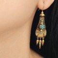 Cercei victorieni Etruscan Revival din aur 18 k și 14k cu turcoaze naturale | Marea Britanie cca. 1850