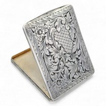 Tabacheră Art Deco din argint decorată prin gravare manuală | atelier Puliti & Schreyer cca. 1935