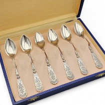 Set de lingurite în manieră Louis XVI din argint aurit pentru servirea deserturilor | cca. 1900