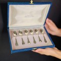 Serviciu de 6 lingurițe demitasse din argint pentru ceai și cafea |  cca. 1950 