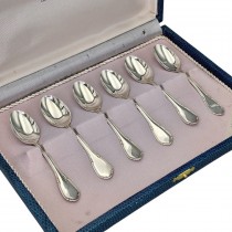 Serviciu de 6 lingurițe demitasse din argint pentru ceai și cafea |  cca. 1950 