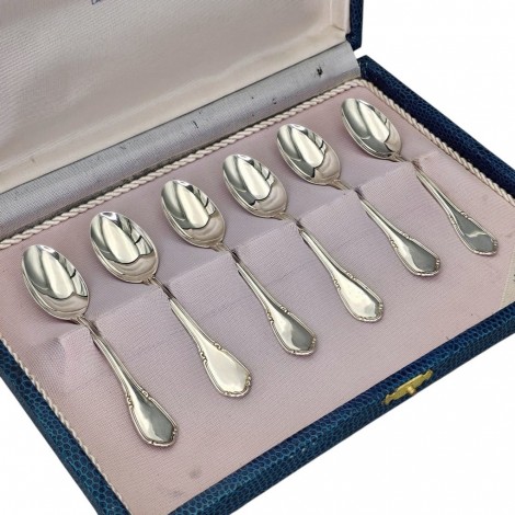 Serviciu de 6 lingurițe demitasse din argint pentru ceai și cafea |  cca. 1950 