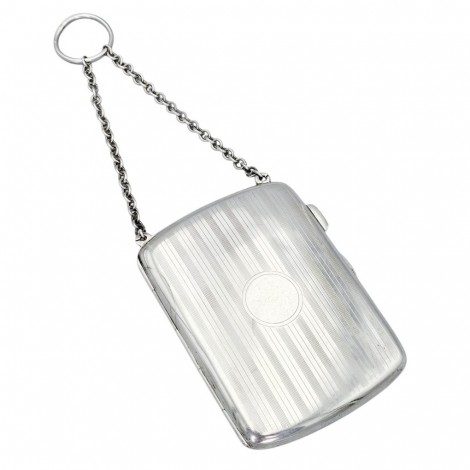 Tabacheră Art Deco din argint sterling cu lanț chatelaine | atelier Deakin & Francis - Birmingham - anul 1919